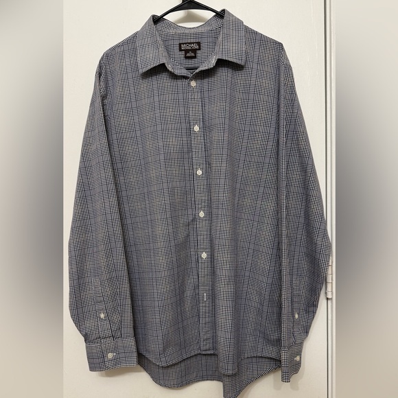 Michael Kors Other - Michael Kors Men XL Blue Check Button Down Shirt Long Sleeve Cotton